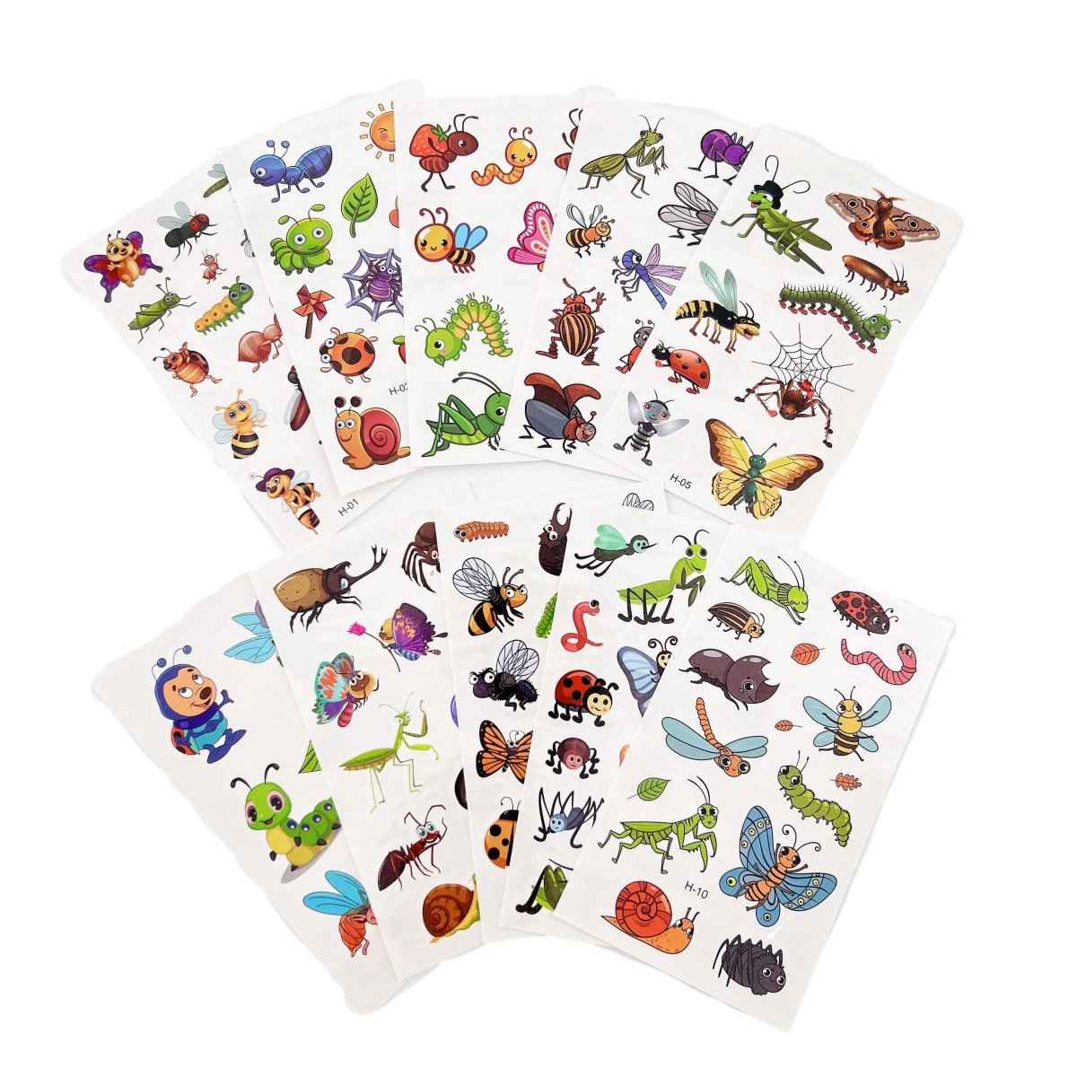 Cartoon Bugs Tattoos – 10 sheets of non-toxic waterproof insect temporary tattoos by Shaketea on Tampa Home & Garden Store
