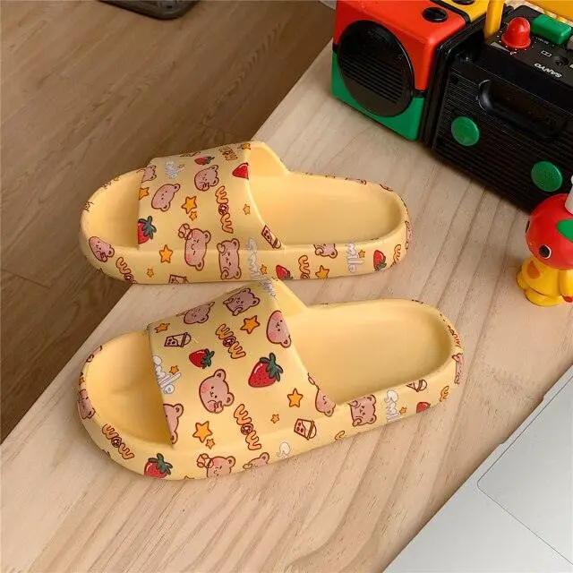 Cartoon Bear Sandals Non Slip Thick Sole Slippers