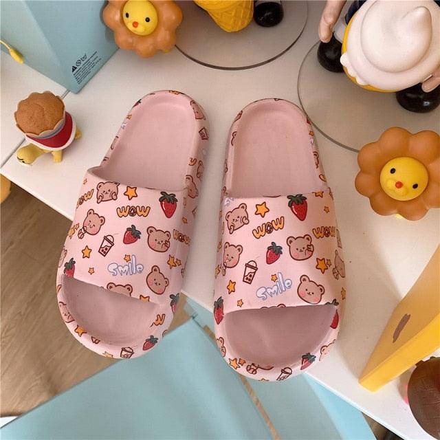 Cartoon Bear Sandals Non Slip Thick Sole Slippers