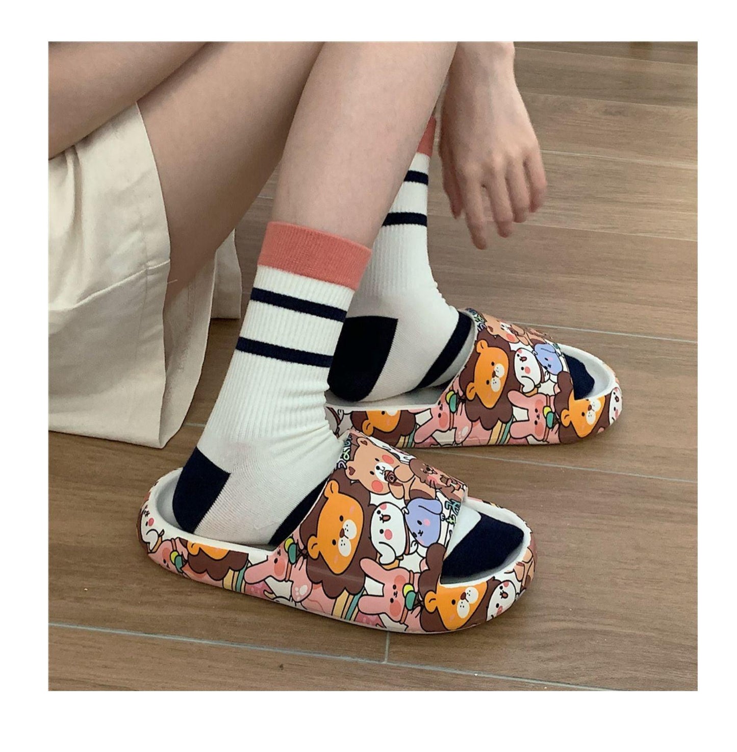 Cartoon Bear Sandals Non Slip Thick Sole Slippers