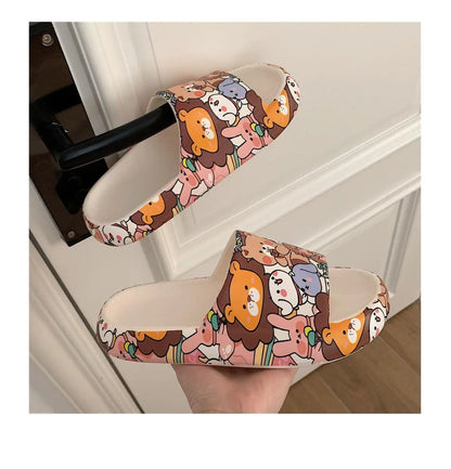 Cartoon Bear Sandals Non Slip Thick Sole Slippers
