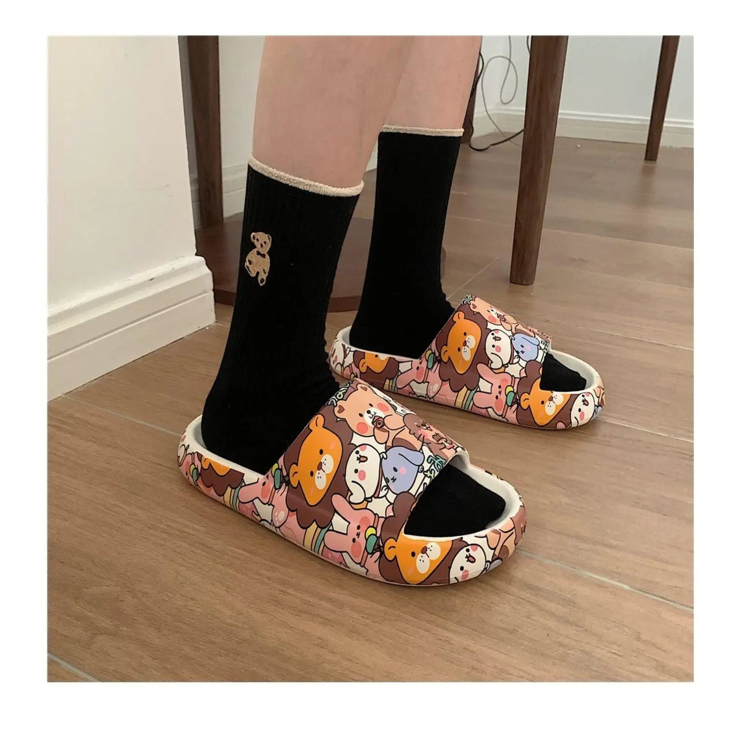 Cartoon Bear Sandals Non Slip Thick Sole Slippers