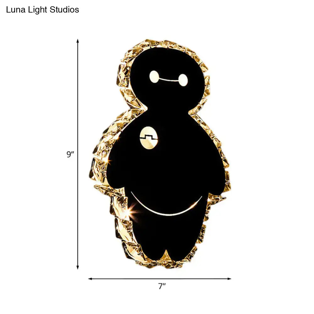 Snowman Plush LED Wall Light by Decorbites, black silhouette with gold crystal frame 9x7in on Tampa Home & Garden Store