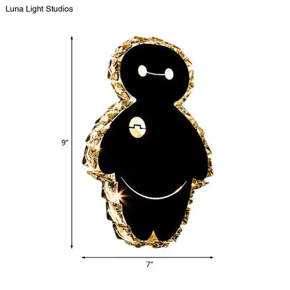 Snowman Plush LED Wall Light by Decorbites, black silhouette with gold crystal frame 9x7in on Tampa Home & Garden Store