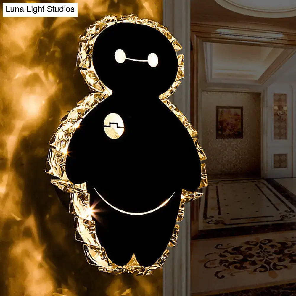 Snowman Plush LED Wall Light black silhouette with warm crystal border by Decorbites on Tampa Home & Garden Store