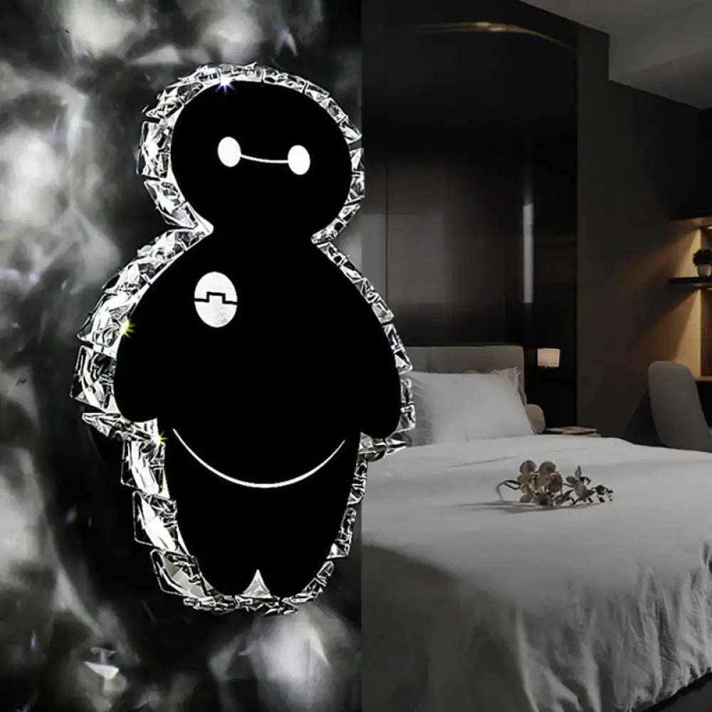 Snowman Plush LED Wall Light by Decorbites; black silhouette with crystal border LED wall decor on Tampa Home & Garden Store