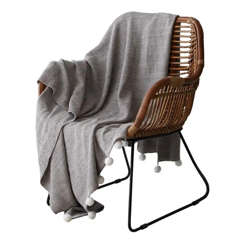 Casablanca Pom Pom Cotton Blanket Cozy Throw