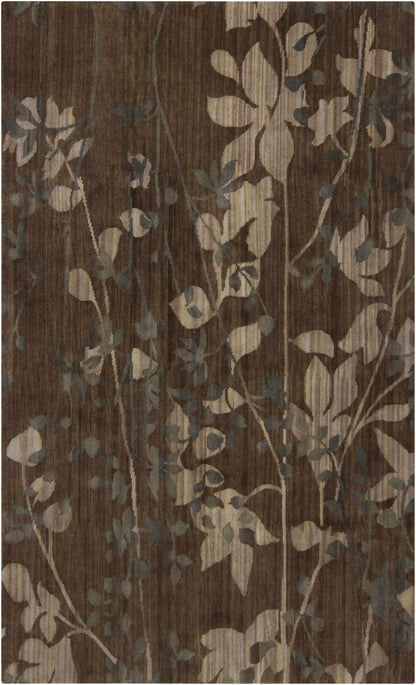 Castella Area Carpet by Boutique Rugs in brown with beige and blue floral vines on Tampa Home & Garden Store