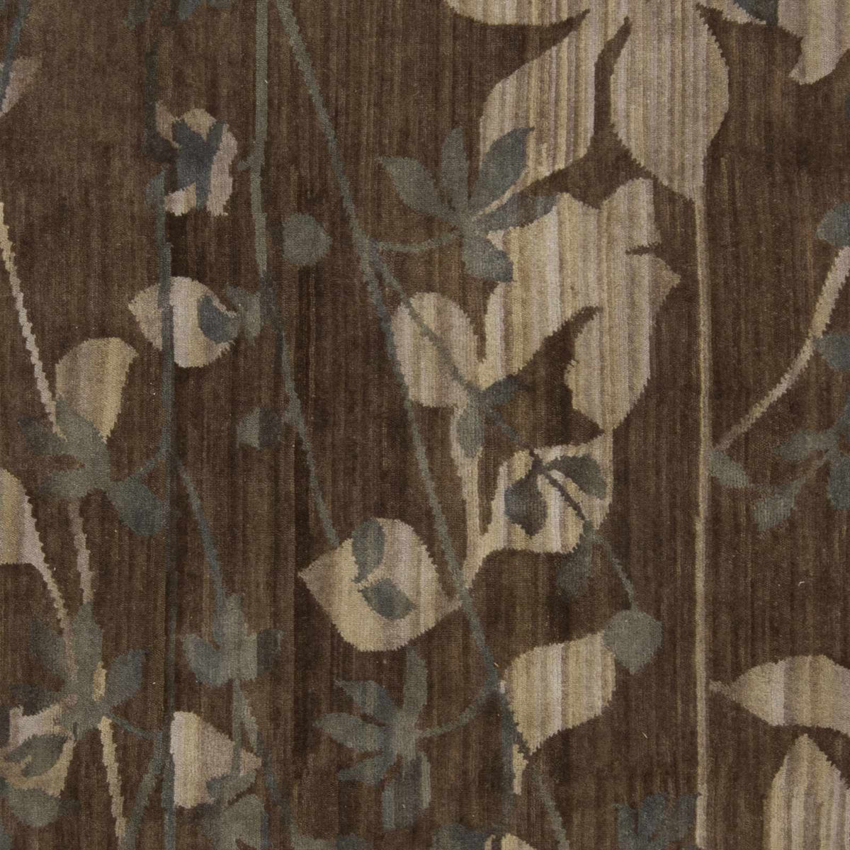 Castella Area Carpet rug in brown with tan and blue-gray botanical motif by Boutique Rugs on Tampa Home & Garden Store