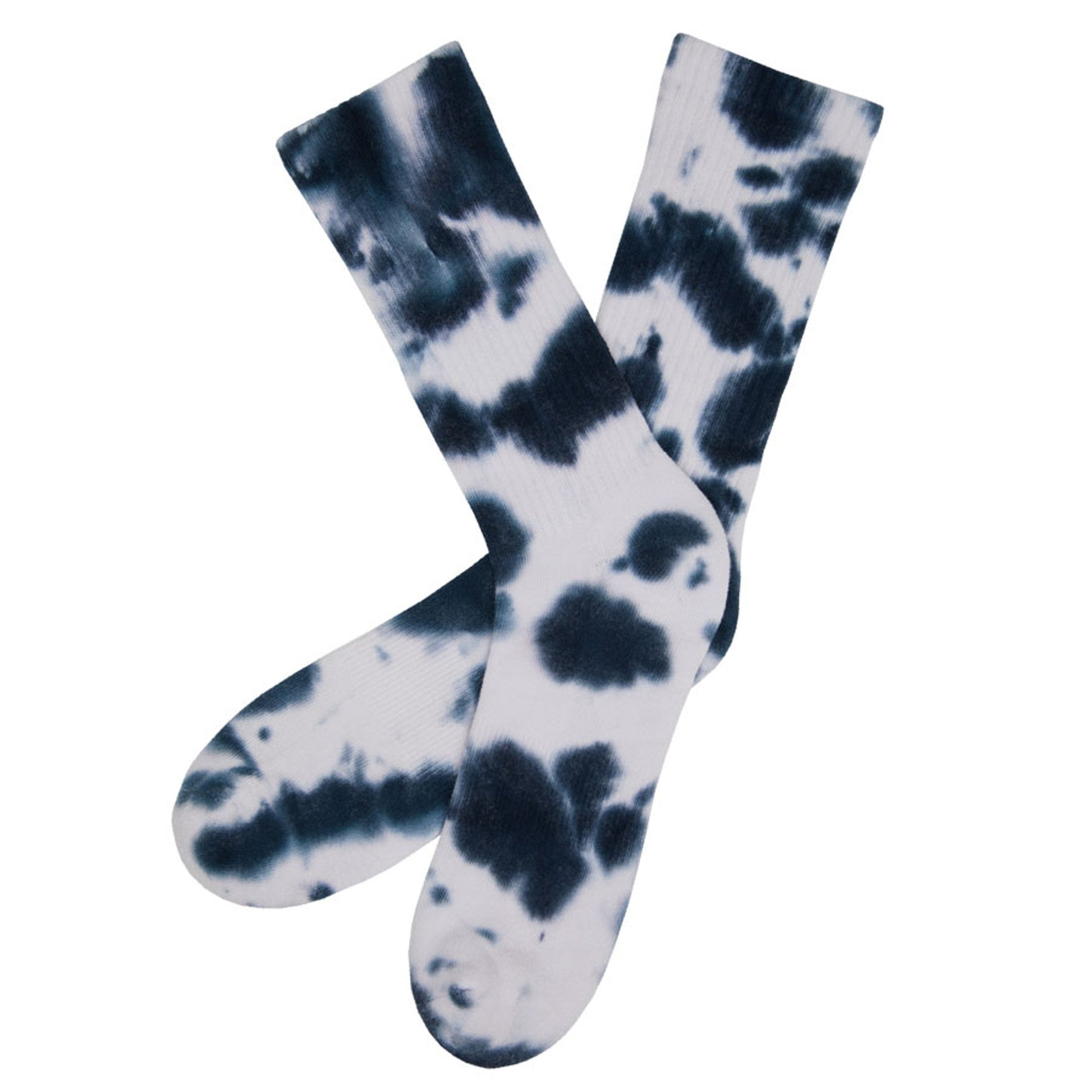Casual Crew Navy Tie-Dye socks by DeadSoxy, navy tie-dye pattern, crew length, 2 socks on Tampa Home & Garden Store