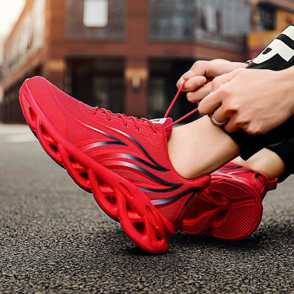 Stevvex red running sneakers lightweight breathable mesh with curved ventilated sole on Tampa Home & Garden Store