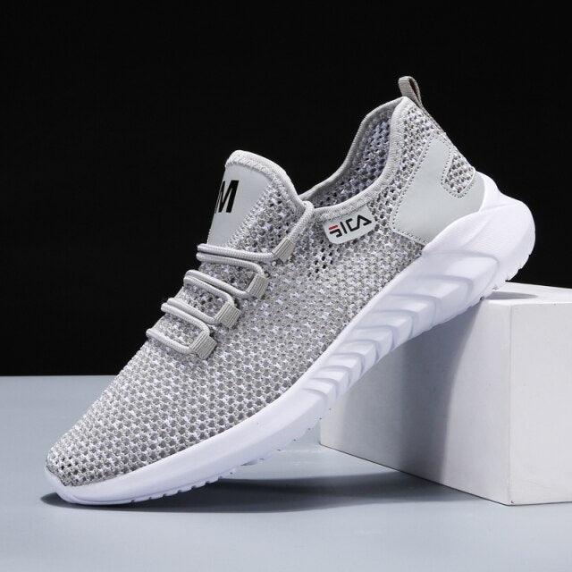 Stevvex athletic shoes gray breathable mesh upper white sole anti-slip walking sneaker on Tampa Home & Garden Store