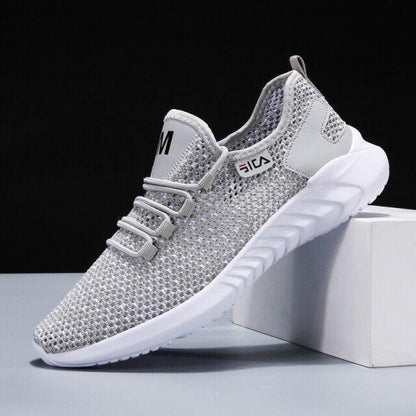 Stevvex athletic shoes gray breathable mesh upper white sole anti-slip walking sneaker on Tampa Home & Garden Store