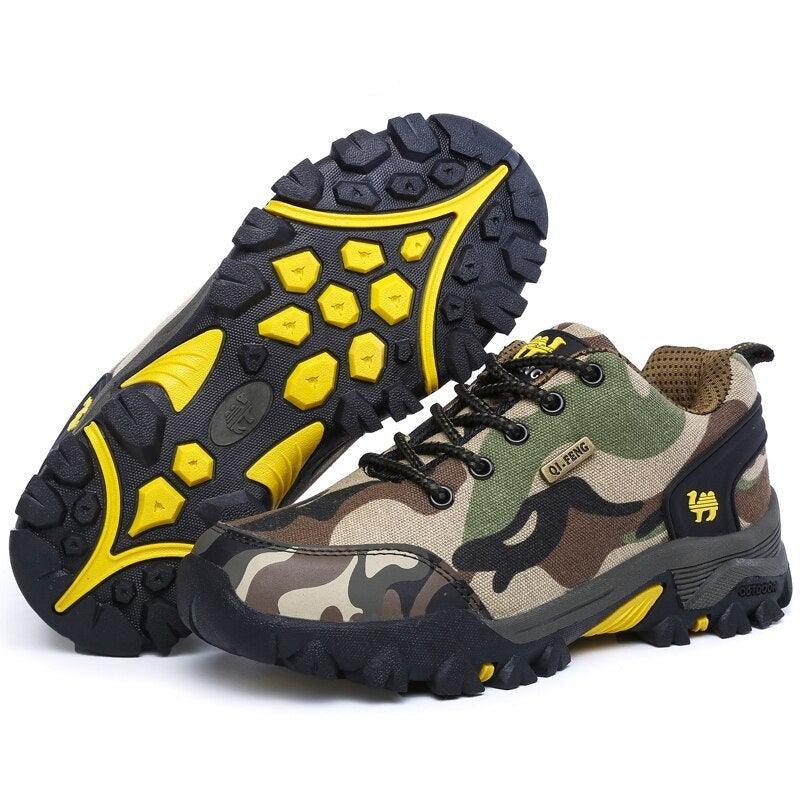Stevvex camouflage athletic shoes pair, green camo mesh upper, breathable non-slip on Tampa Home & Garden Store