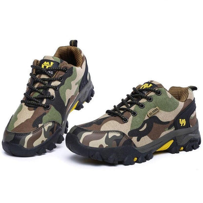 Stevvex camouflage athletic shoes with rugged outsole, mesh upper, black laces on Tampa Home & Garden Store
