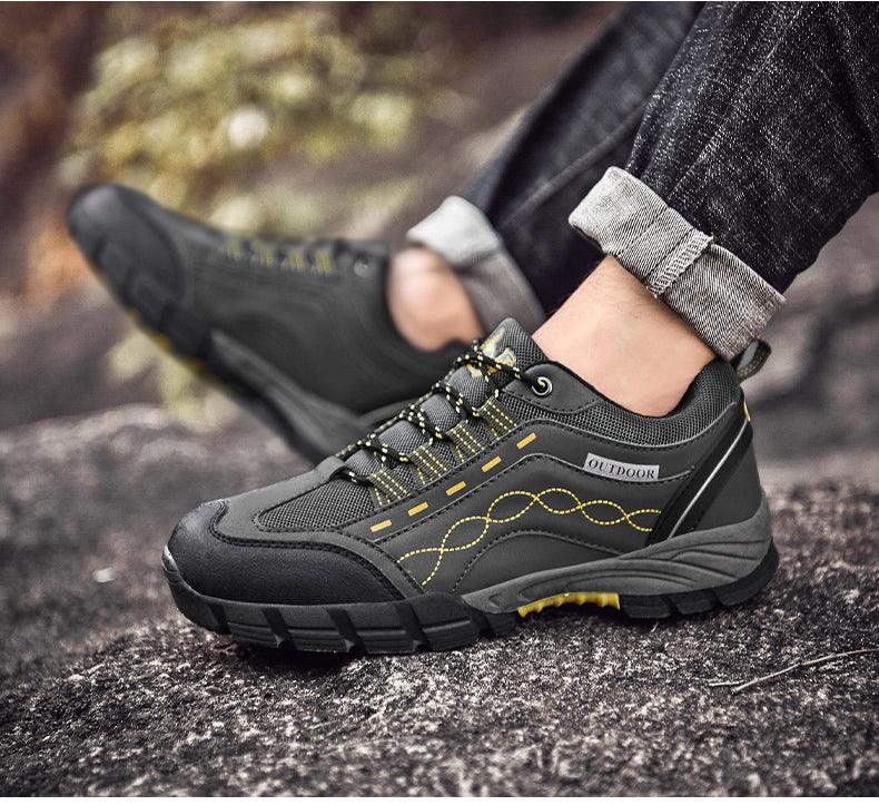 Casual Mens Outdoor Shoes Stevvex black leather athletic footwear lightweight on Tampa Home & Garden Store