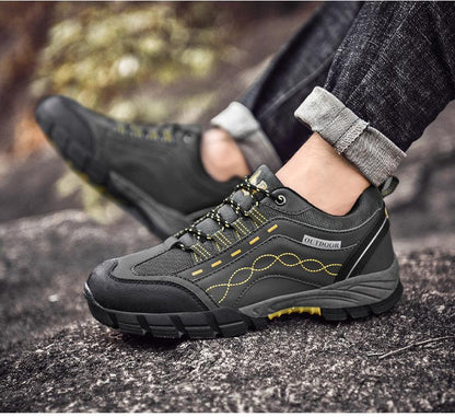 Casual Mens Outdoor Shoes Stevvex black leather athletic footwear lightweight on Tampa Home & Garden Store