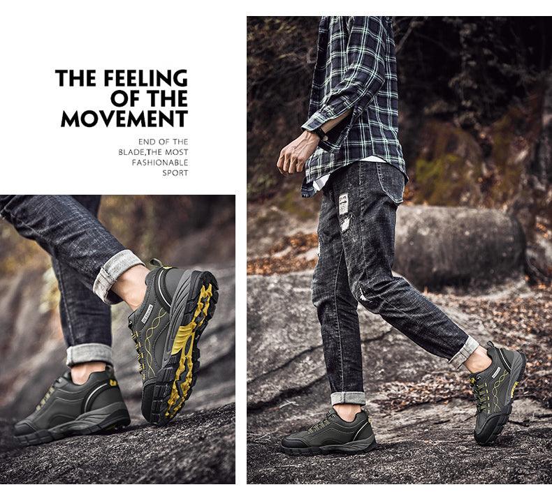 Stevvex casual men's outdoor athletic shoes olive leather with rugged outsole for walking on Tampa Home & Garden Store