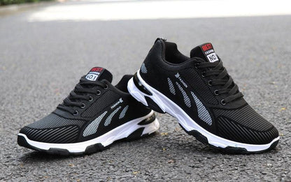 Stevvex black mesh athletic shoes with white sole non-slip outdoor running sneakers for men on Tampa Home & Garden Store