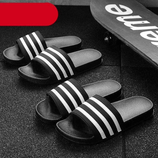 Stevvex black white striped slide sandals set of three pairs on Tampa Home & Garden Store