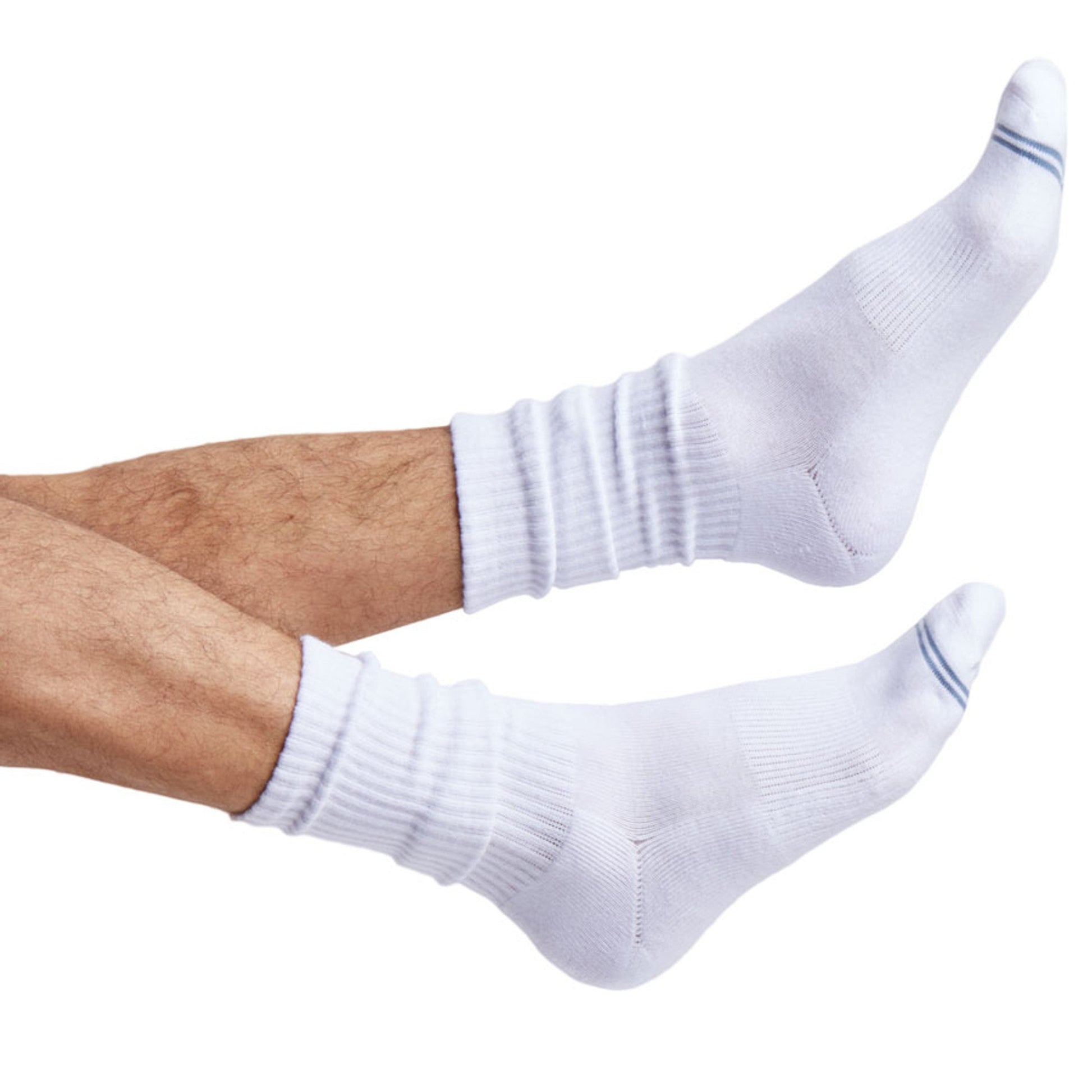 Casual White Crew Socks 3-Pack DeadSoxy white crew socks with blue cuff on Tampa Home & Garden Store