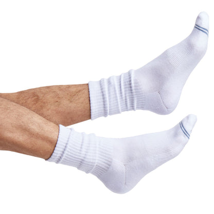 Casual White Crew Socks 3-Pack DeadSoxy white crew socks with blue cuff on Tampa Home & Garden Store