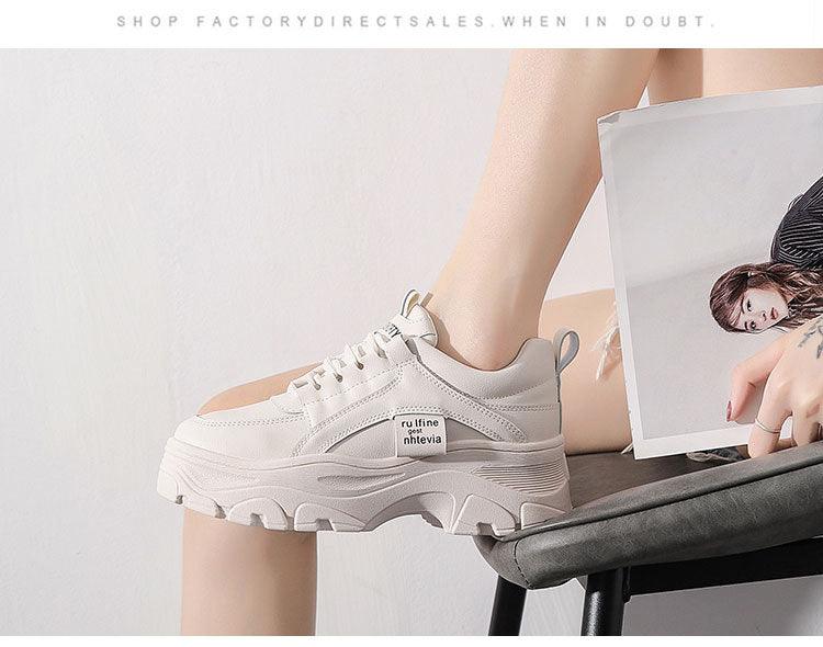 White platform sneakers for women with lace-up closure and chunky sole on Tampa Home & Garden Store
