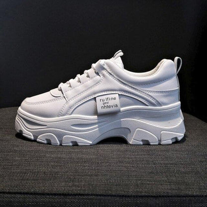 Stevvex white chunky platform sneakers with lace-up and thick sole on Tampa Home & Garden Store