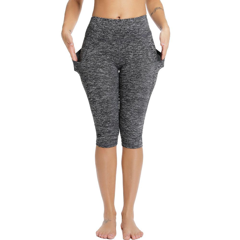 Stevvex women's cropped yoga leggings heather gray with pockets for gym and yoga on Tampa Home & Garden Store