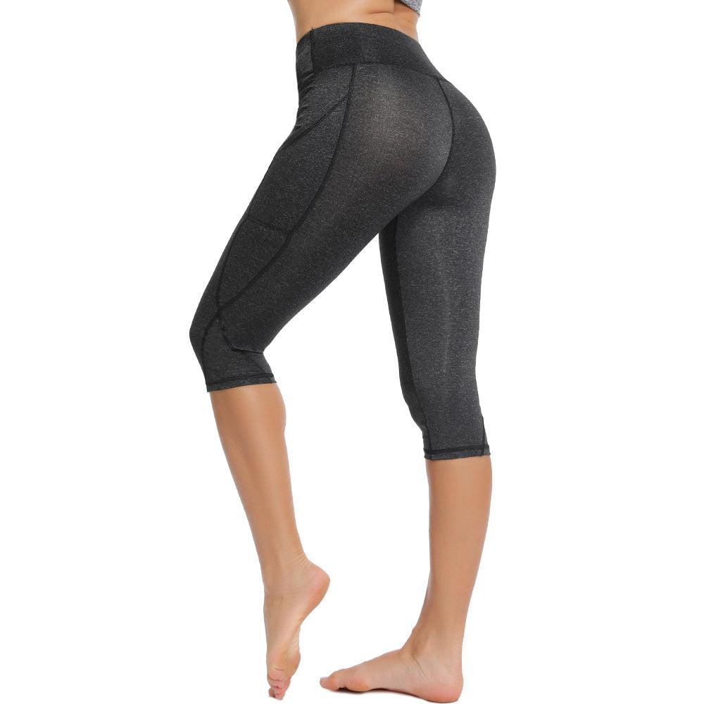 Stevvex women's cropped yoga leggings in black with seam panels and mid-rise fit on Tampa Home & Garden Store