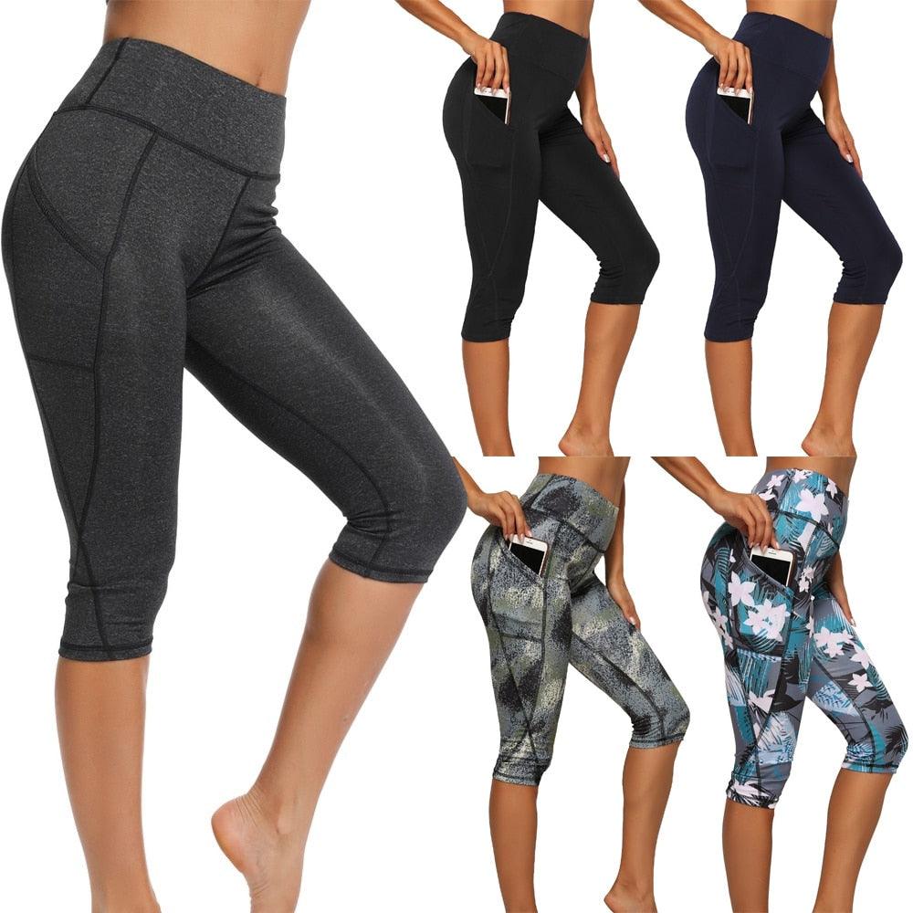 Stevvex cropped yoga leggings with pockets, seamless scrunch, set of five on Tampa Home & Garden Store
