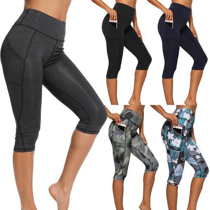 Stevvex cropped yoga leggings with pockets, seamless scrunch, set of five on Tampa Home & Garden Store