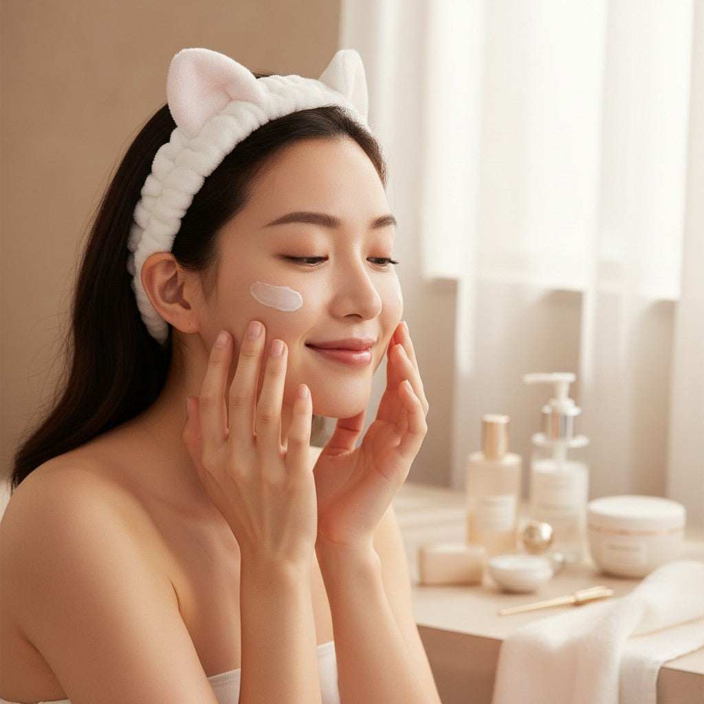 Cat Ears Spa Headband Set by Shaketea - white fluffy headband for skincare, pack of 4 colors on Tampa Home & Garden Store