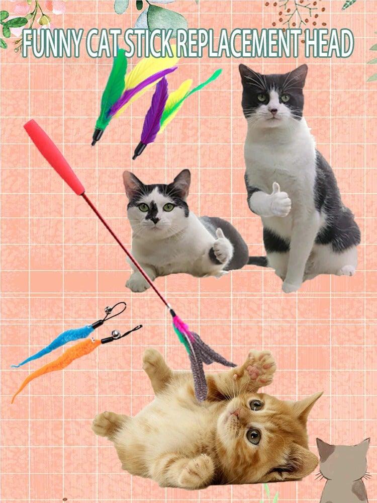 Cat Feather Teaser Wand Toy with retractable wand and colorful feather attachments on Tampa Home & Garden Store