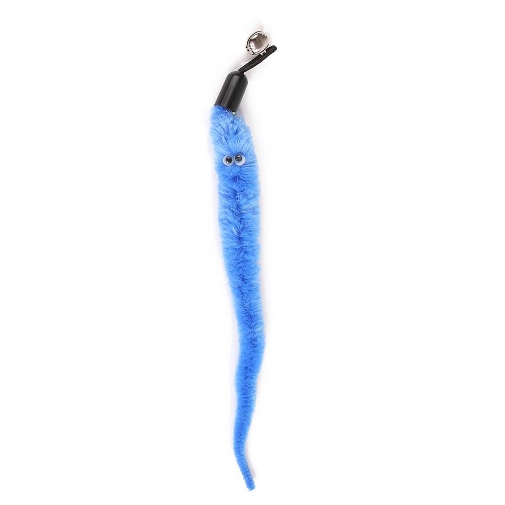 Cat teaser wand with blue plush tail by Stevvex, retractable wand on Tampa Home & Garden Store