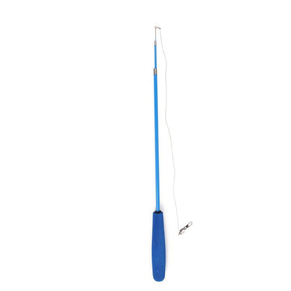 Stevvex cat feather teaser wand toy with blue retractable handle and feather attachments on Tampa Home & Garden Store