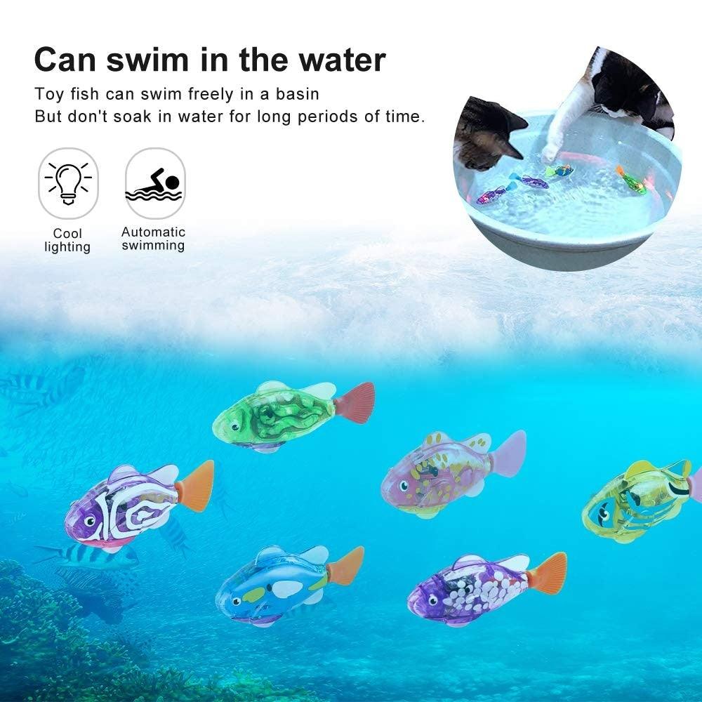 Stevvex Cat Interactive Electric Water Fish Toy with LED lights; colorful bath fish toys on Tampa Home & Garden Store