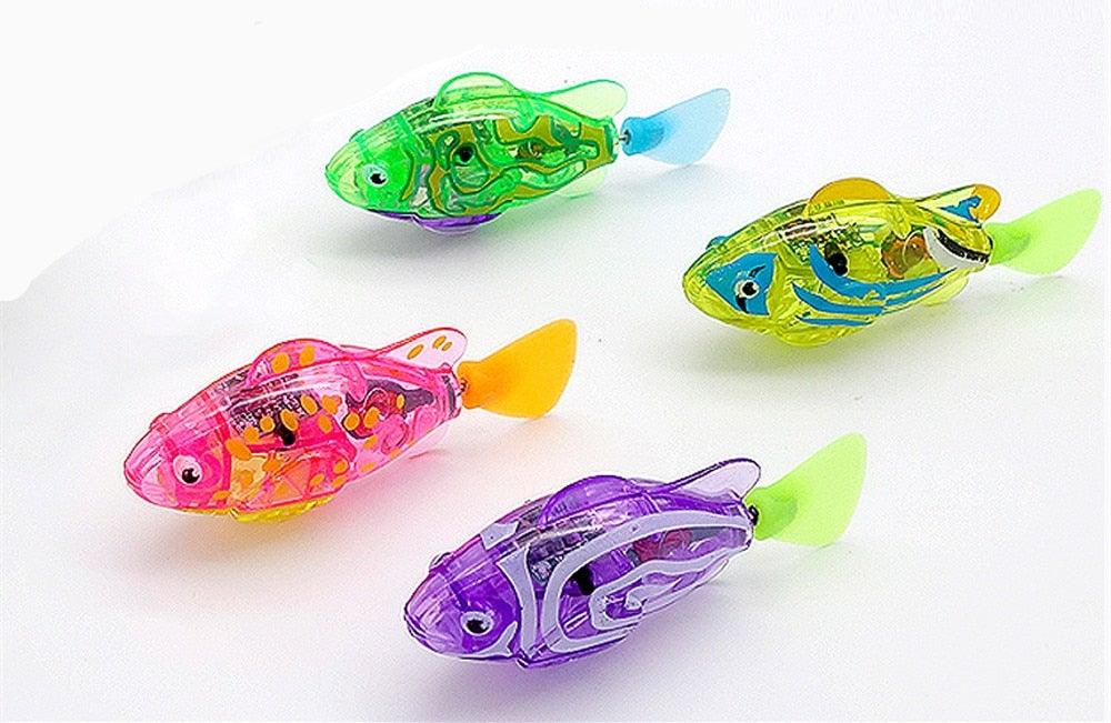 Stevvex Cat Interactive Electric Water Fish Toy with LED, set of 4 translucent plastic fish on Tampa Home & Garden Store