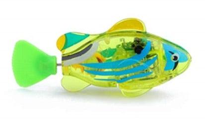 Cat interactive electric fish toy for indoor water play with LED light, green/yellow on Tampa Home & Garden Store