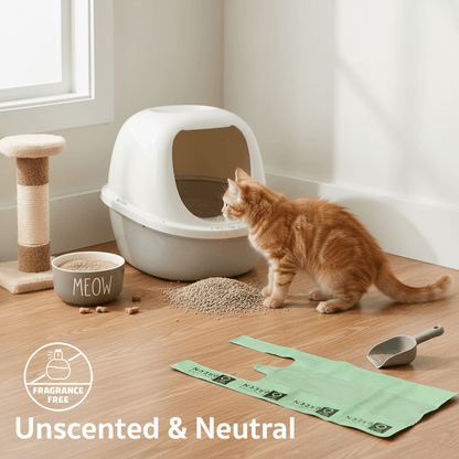 Bolsas para arena para gatos beyondGREEN con asas: fabricadas en EE. UU., resistentes a fugas y fáciles de atar.