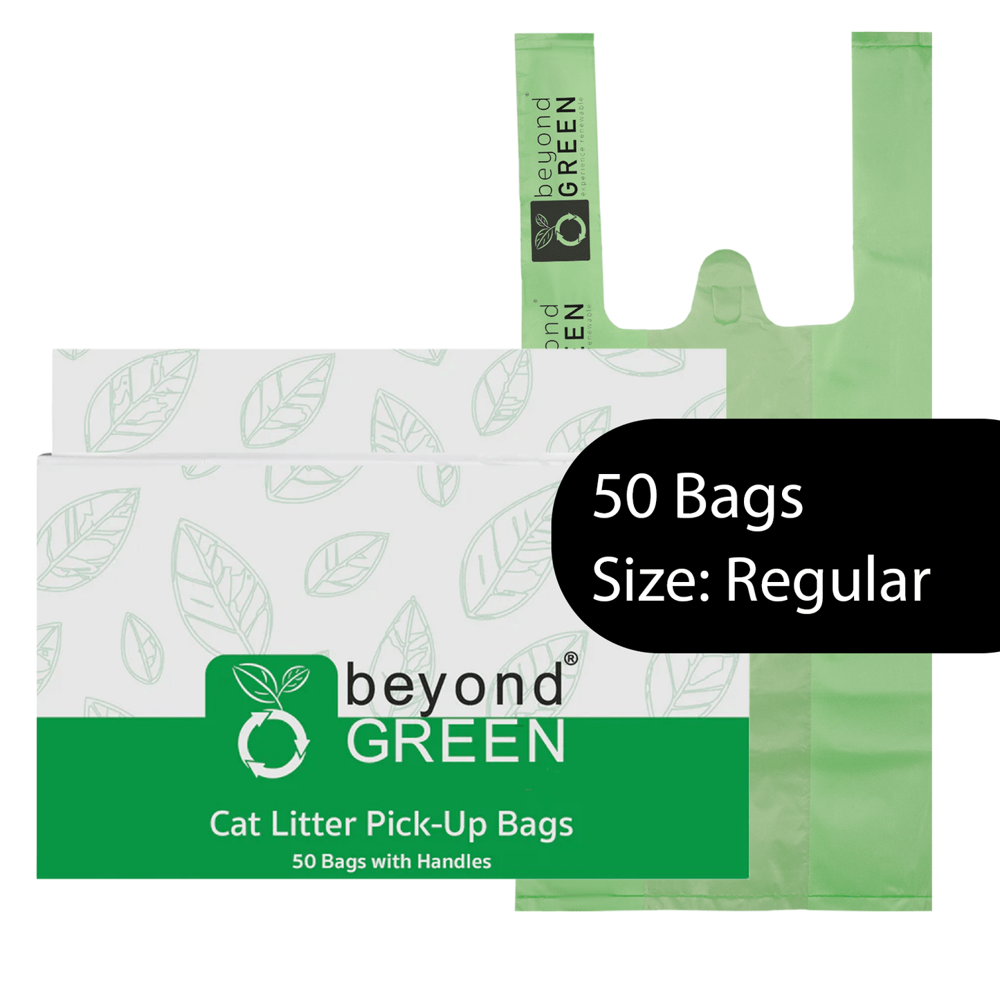 Bolsas para arena para gatos beyondGREEN con asas: fabricadas en EE. UU., resistentes a fugas y fáciles de atar.
