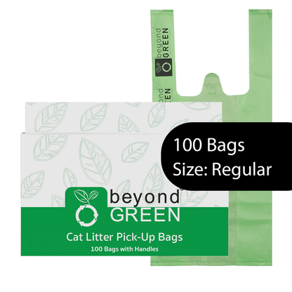 Bolsas para arena para gatos beyondGREEN con asas: fabricadas en EE. UU., resistentes a fugas y fáciles de atar.