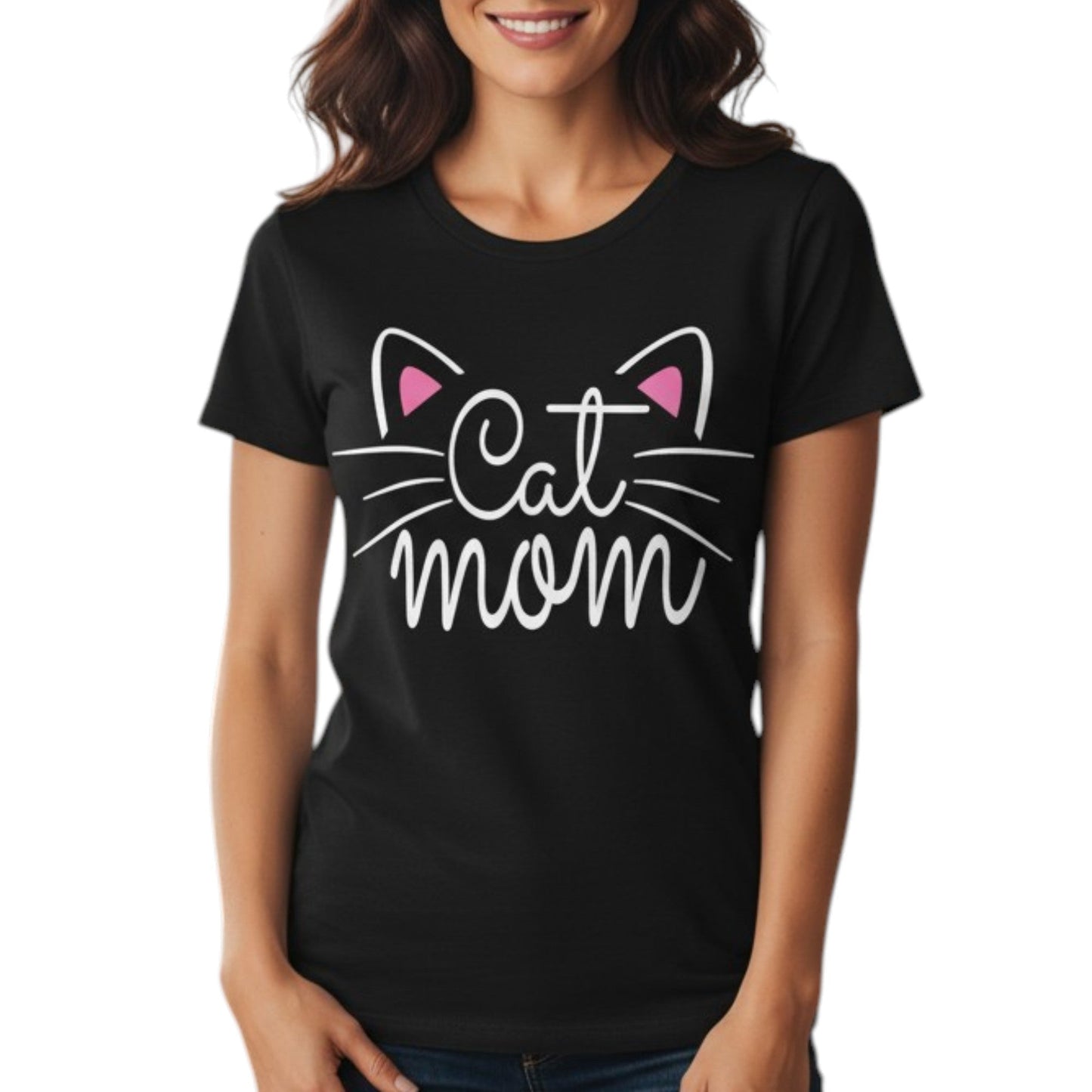 Soft Cotton Cat Mom Graphic Tee for Women