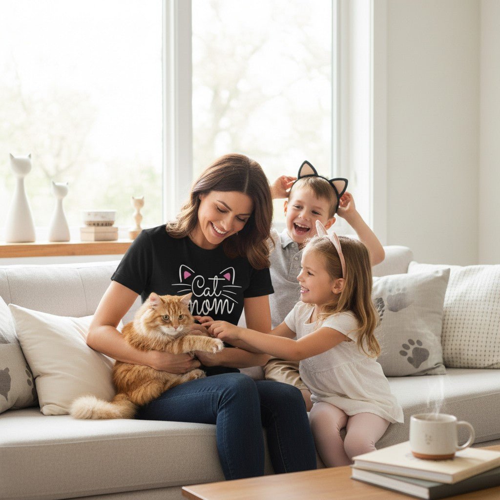 Soft Cotton Cat Mom Graphic Tee for Women