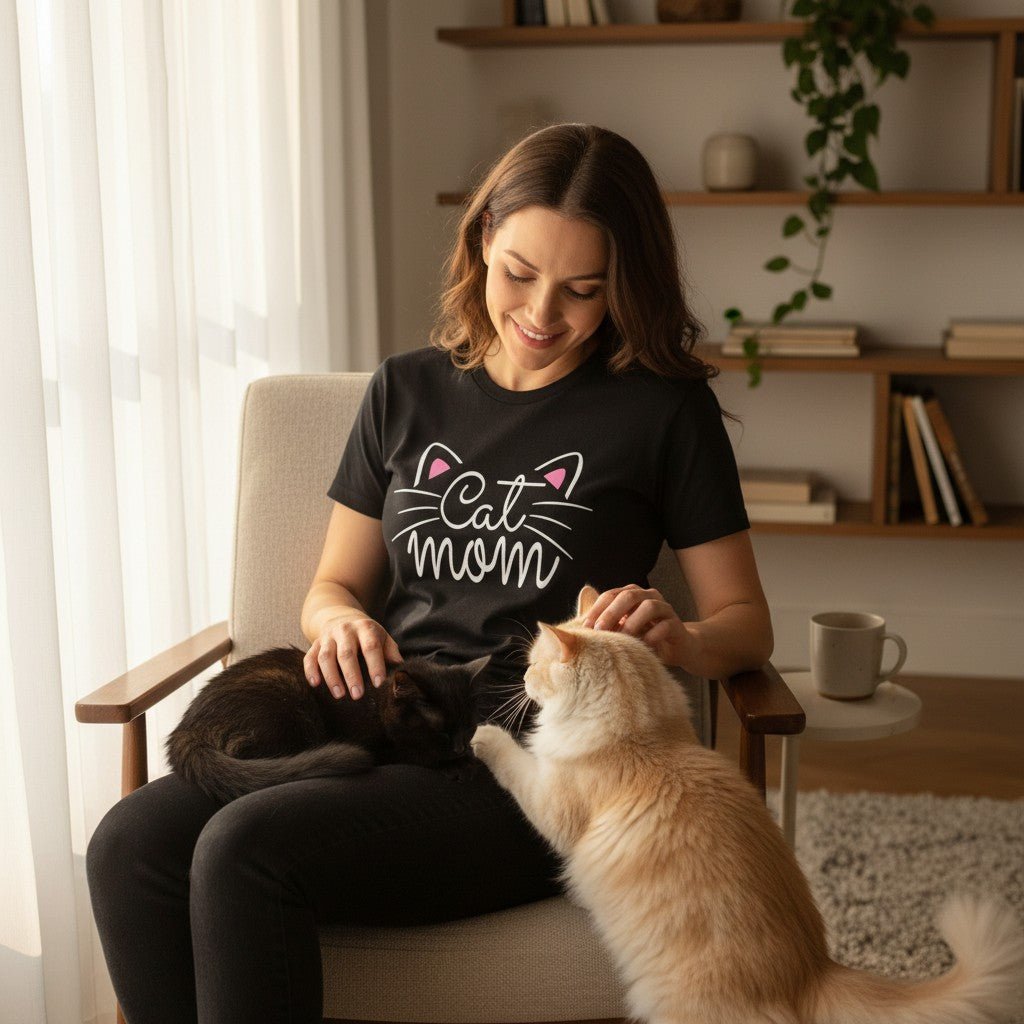 Soft Cotton Cat Mom Graphic Tee for Women