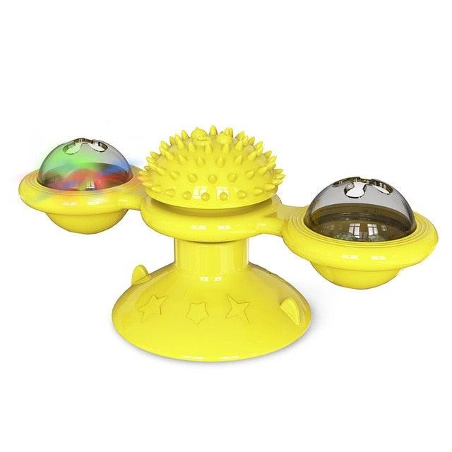Stevvex Cat Windmill Toy with LED ball, catnip ball, rotatable arms and suction cup base on Tampa Home & Garden Store