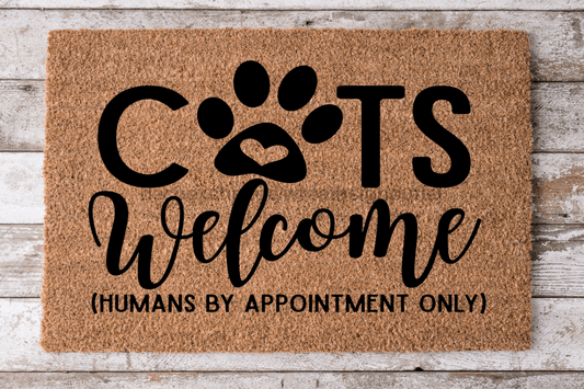 Cats Welcome People Tolerated - Cat Door Mat - 30x18" Coir Door Mat - DECOE-CM-012