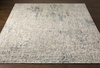 Cayuga Area Rug by Boutique Rugs, clearance, neutral beige/gray abstract pattern on wood floor on Tampa Home & Garden Store