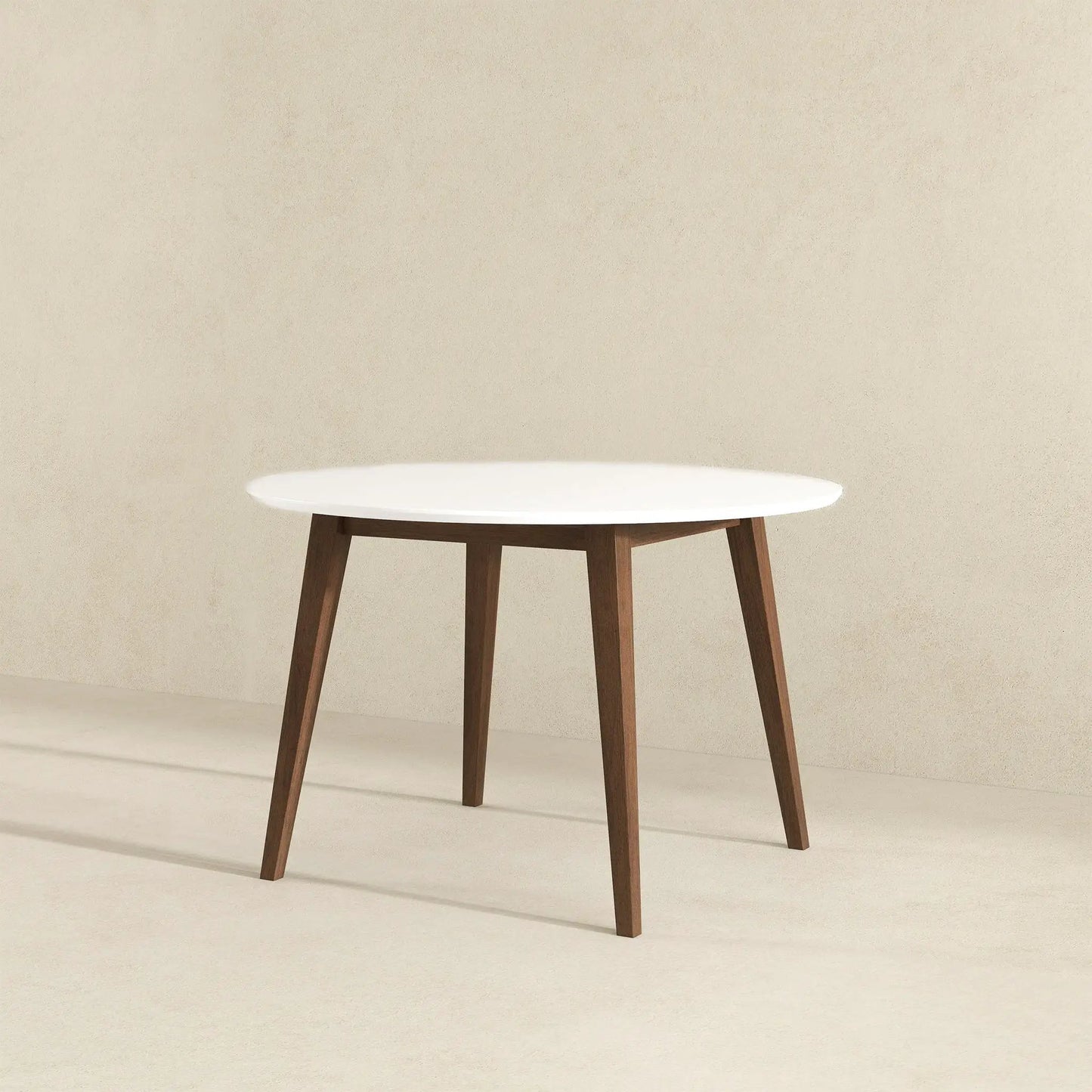Paloma dining table white round top with brown wooden legs by Unique Piece Furniture on Tampa Home & Garden Store