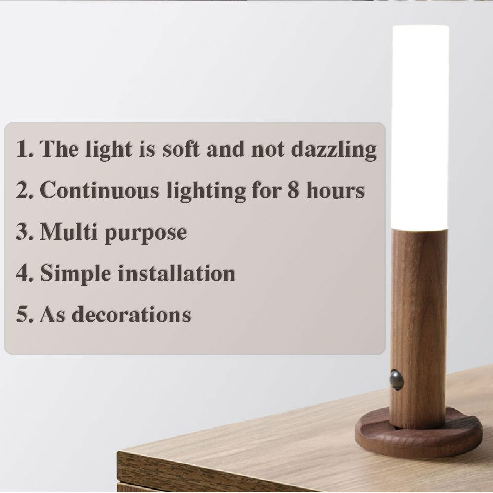 PIR Motion Sensor Night Light magnetic wooden LED wall lamp rechargeable with white LED top on Tampa Home & Garden Store